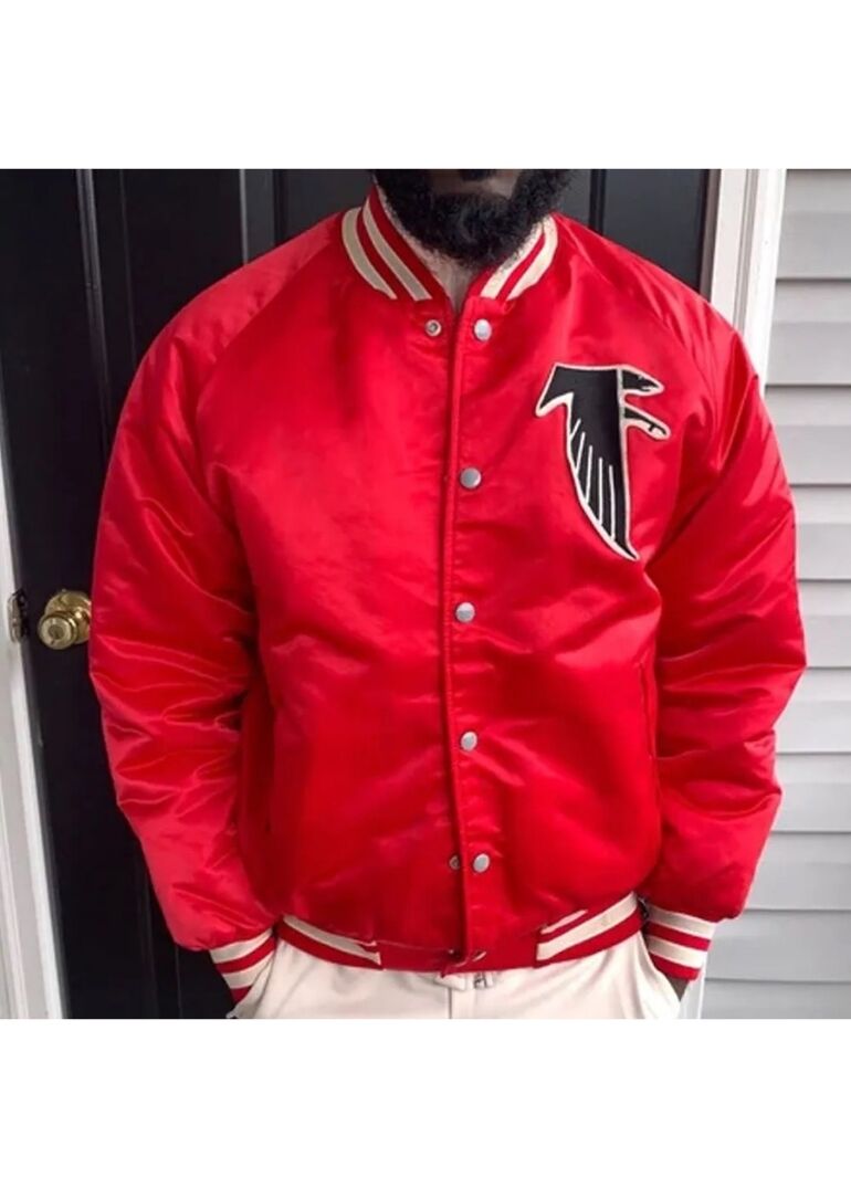 80’s Atlanta Falcons Bomber Satin Jacket 3 80’s Atlanta Falcons Bomber Jacket