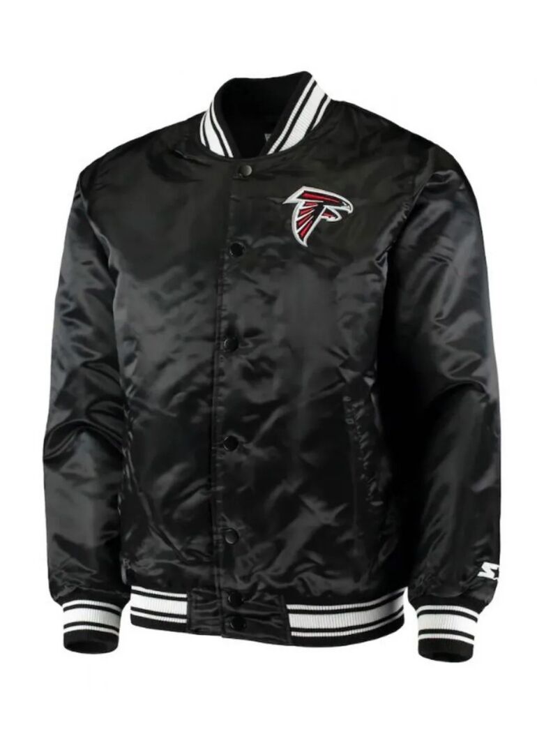 Atlanta Falcons Satin Black Starter Jacket 1 Atlanta Falcons Satin Black Starter Jacket