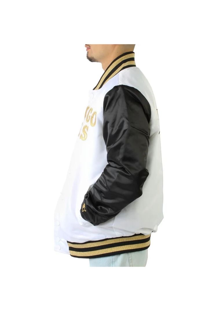 Chicago Bulls Black and White Satin Jacket 5 Chicago Bulls Black and White Satin Bomber Jacket