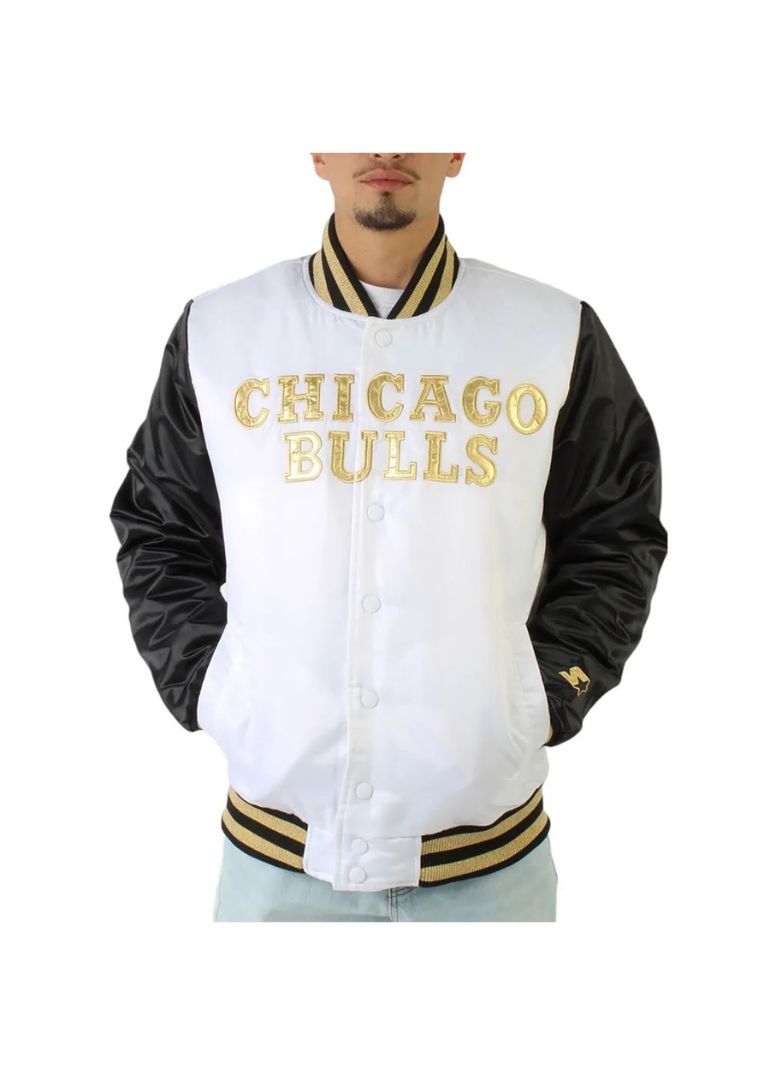 Chicago Bulls Black and White Satin Jacket 1 Chicago Bulls Black and White Satin Jacket