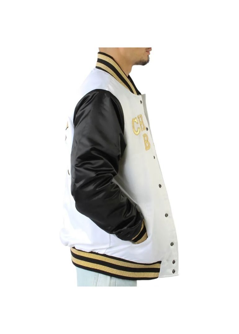 Chicago Bulls Black and White Satin Jacket 4 Chicago Bulls Black and White Satin Letterman Jacket