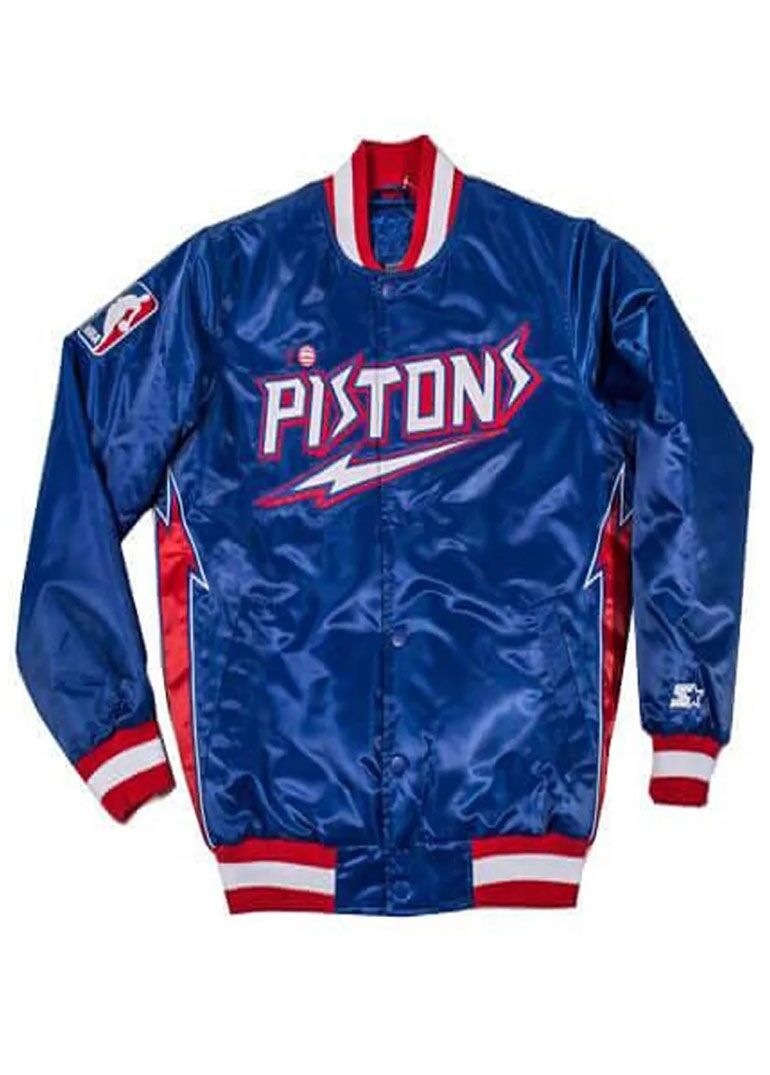 Detroit Pistons Classic Varsity Satin Jacket 1 Detroit Pistons Classic Varsity Satin Jacket