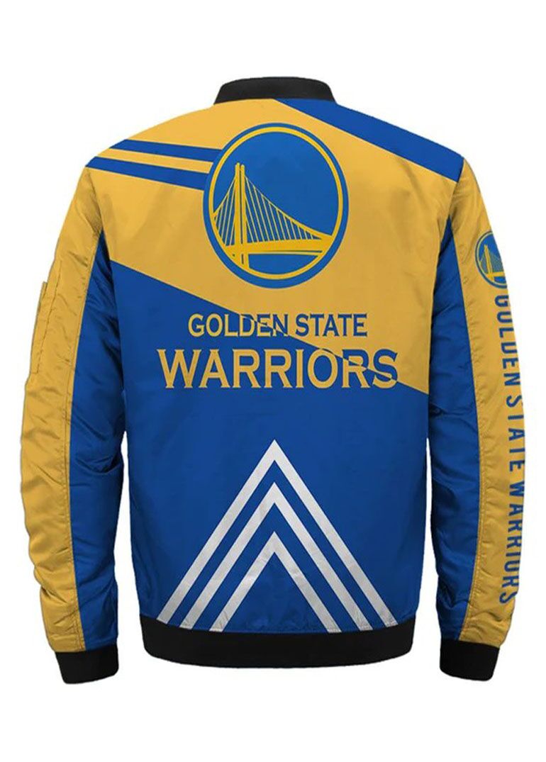 Golden State Warriors Yellow and Blue Bomber Jacket 2 Golden State Warriors Yellow and Blue Bomber Jacket