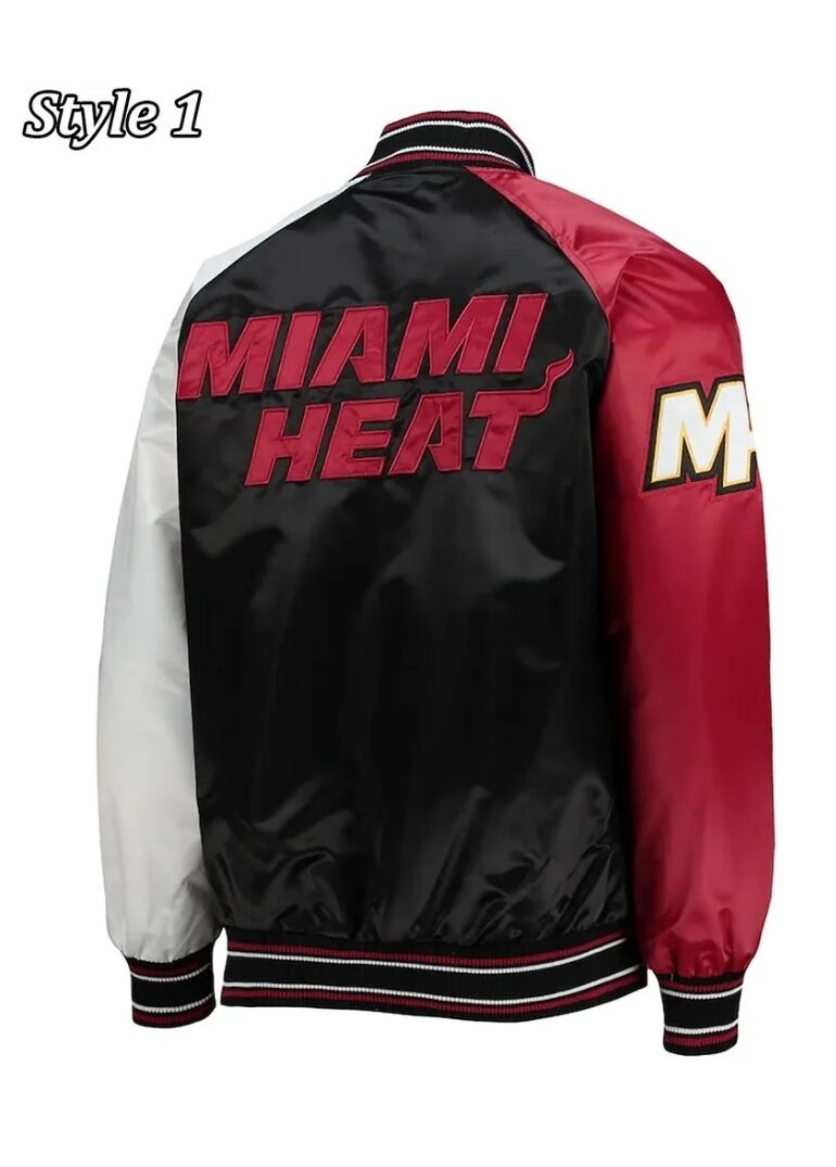 Miami Heat Reliever Full-Snap Black and Red Satin Jacket 2 Miami Heat Reliever Full-Snap Red Satin Jacket