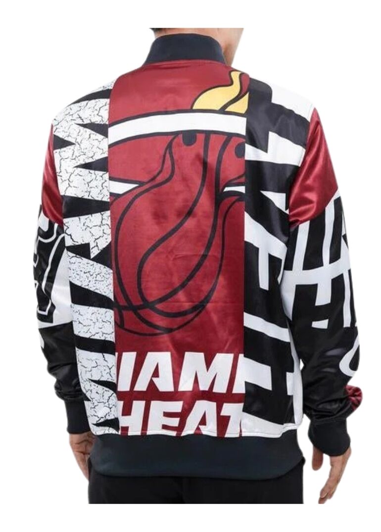 Miami Heat Mashup Satin Varsity Jacket 2 Miami Heat Satin Varsity Jacket