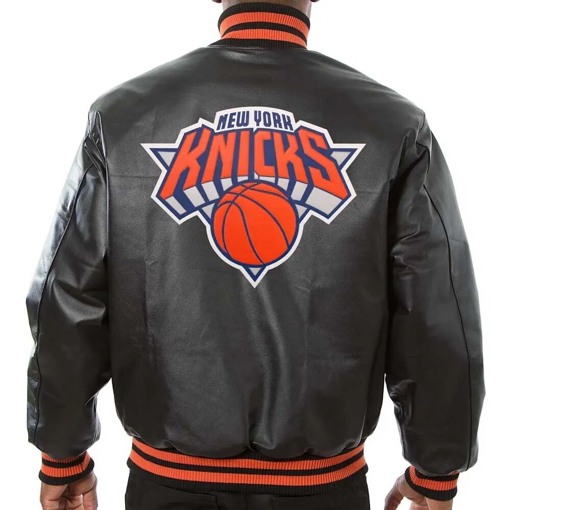 New York Knicks Varsity Black Leather Jacket 2 New York Knicks Varsity Black Leather Jacket