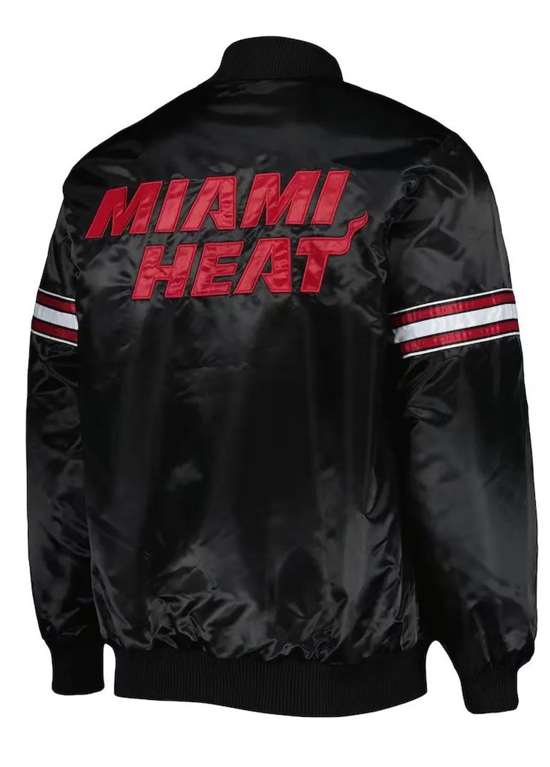 Pick & Roll Miami Heat Black Varsity Satin Jacket 4 Pick & Roll Miami Heat Black Varsity Satin Jacket
