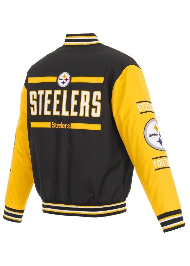 Pittsburgh Steelers Poly Twill Varsity Jacket 2 Pittsburgh Steelers Poly Twill Jacket