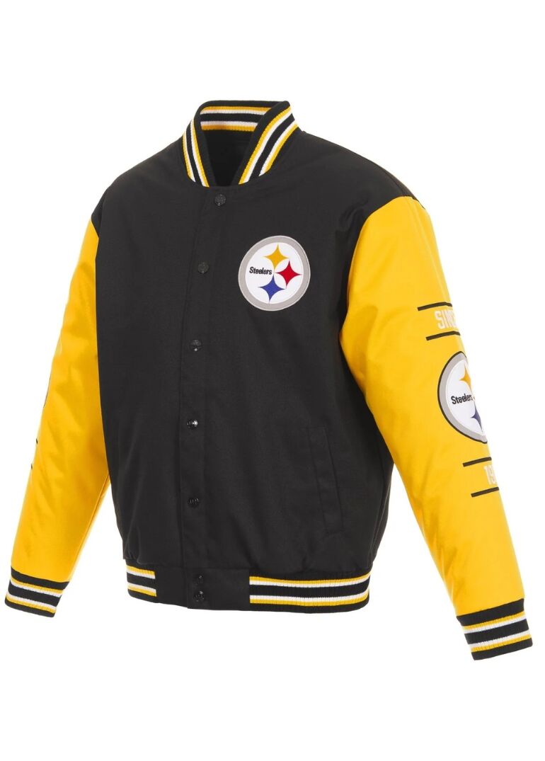 Pittsburgh Steelers Poly Twill Varsity Jacket 1 Pittsburgh Steelers Poly Twill Varsity Jacket