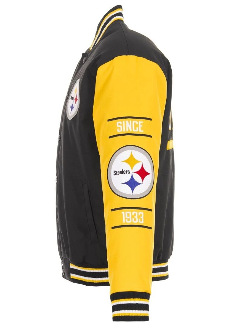 Pittsburgh Steelers Poly Twill Varsity Jacket 3 Pittsburgh Steelers Poly Varsity Jacket