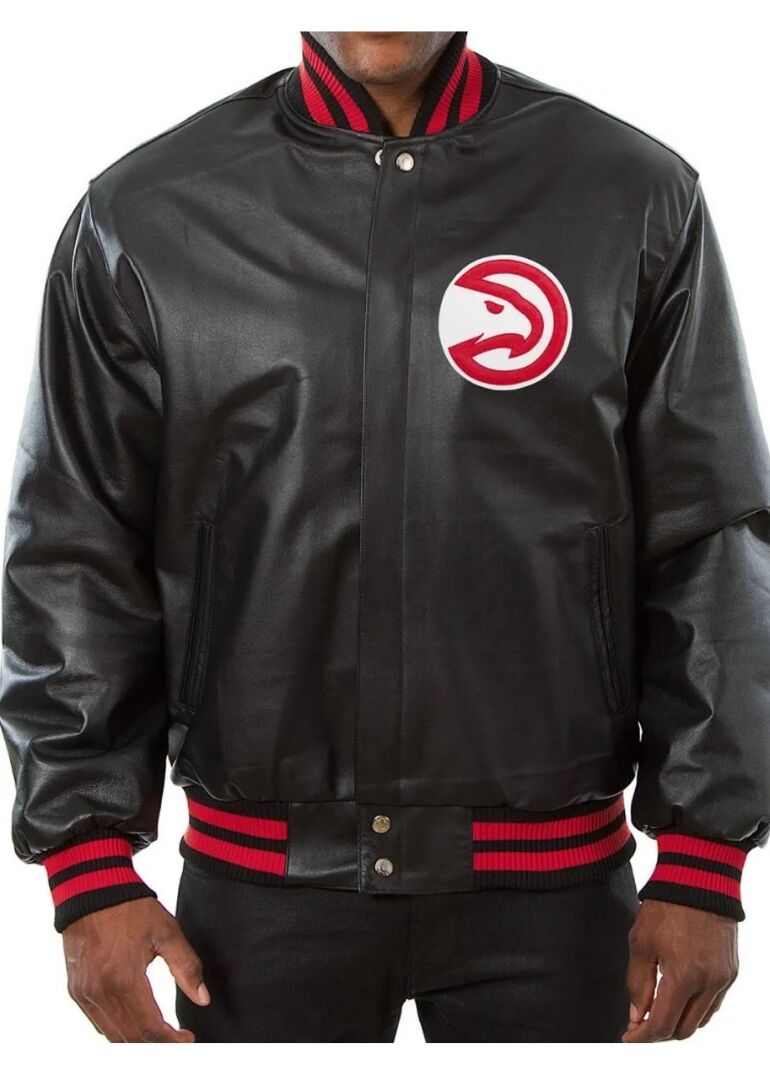 Varsity Atlanta Hawks Black Leather Jacket 1 Varsity Atlanta Hawks Black Leather Jacket