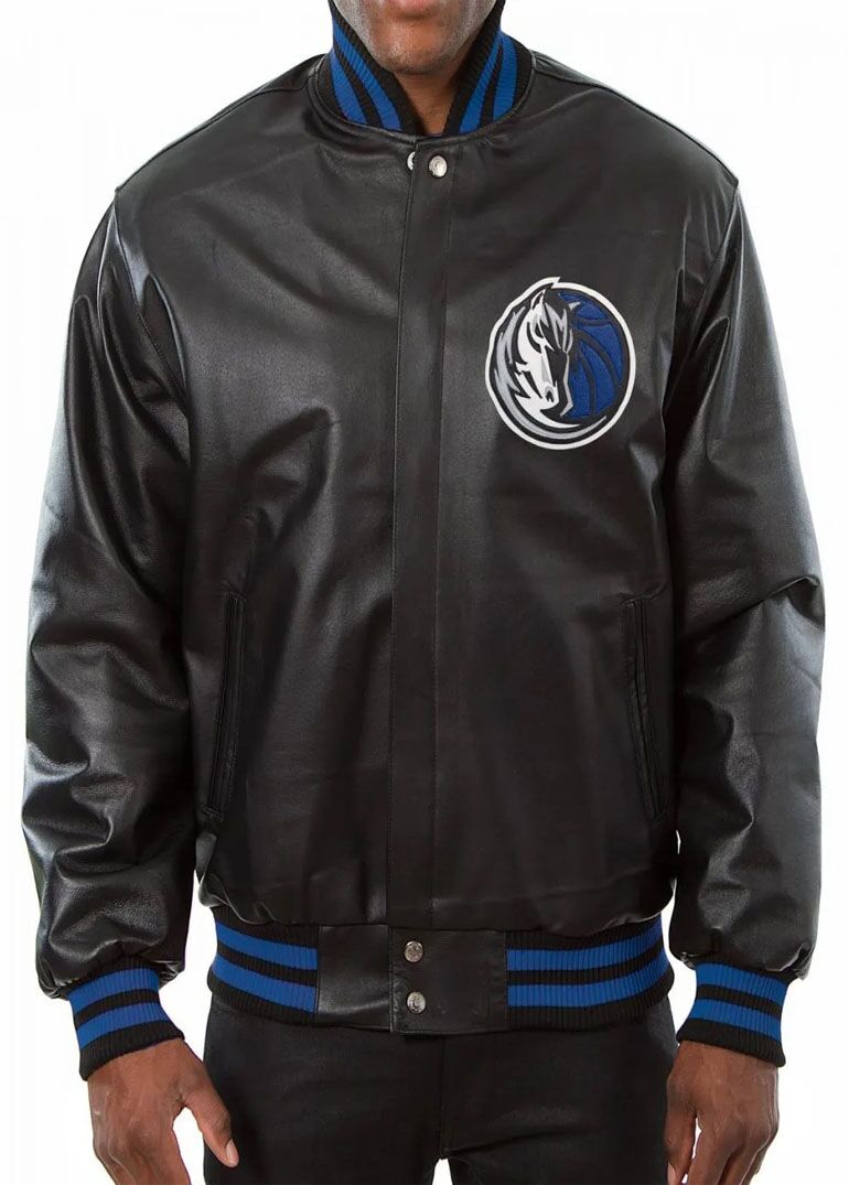 Varsity Dallas Mavericks Black Leather Jacket 1 Varsity Dallas Mavericks Black Leather Jacket