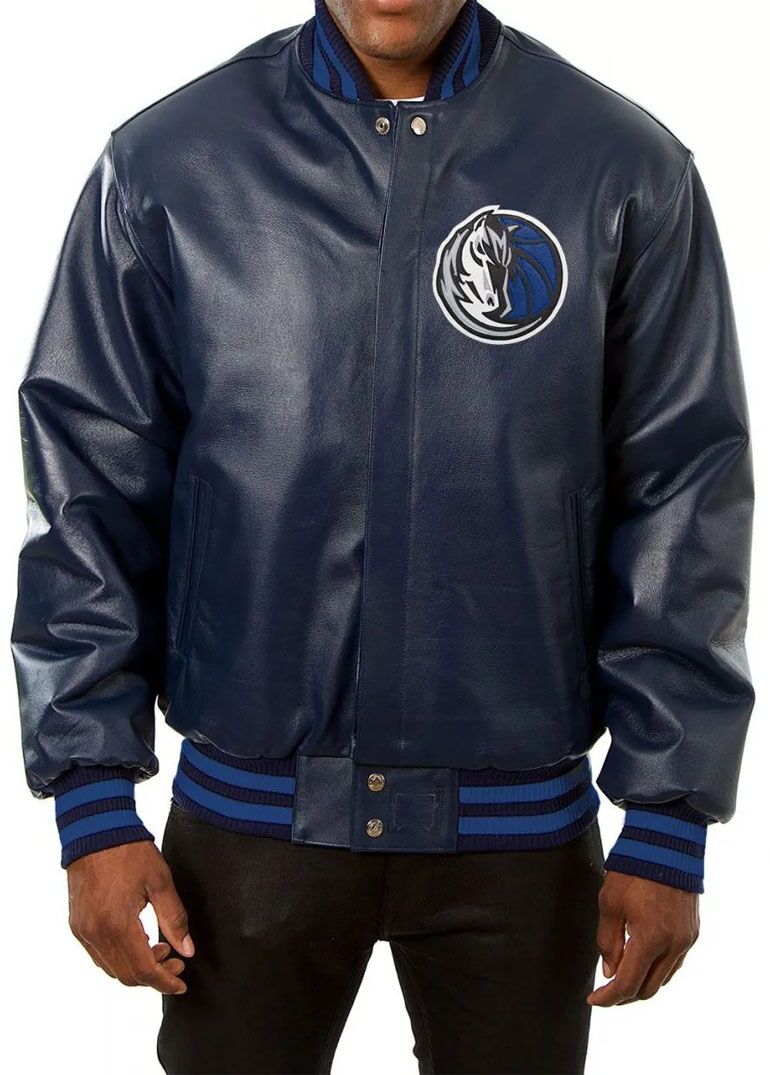Varsity Dallas Mavericks Navy Blue Leather Jacket 1 Varsity Dallas Mavericks Navy Blue Leather Jacket