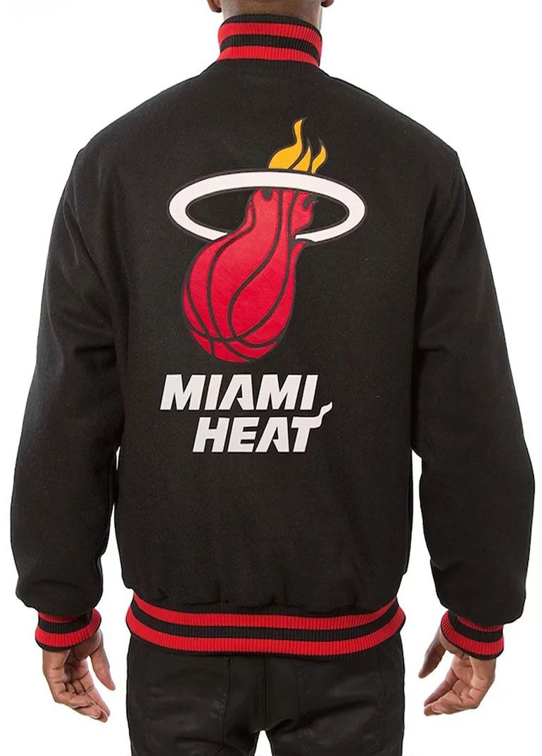 Varsity Miami Heat Embroidered Blacks Wool Jacket 4 Varsity Miami Heat Black Leather Jacket