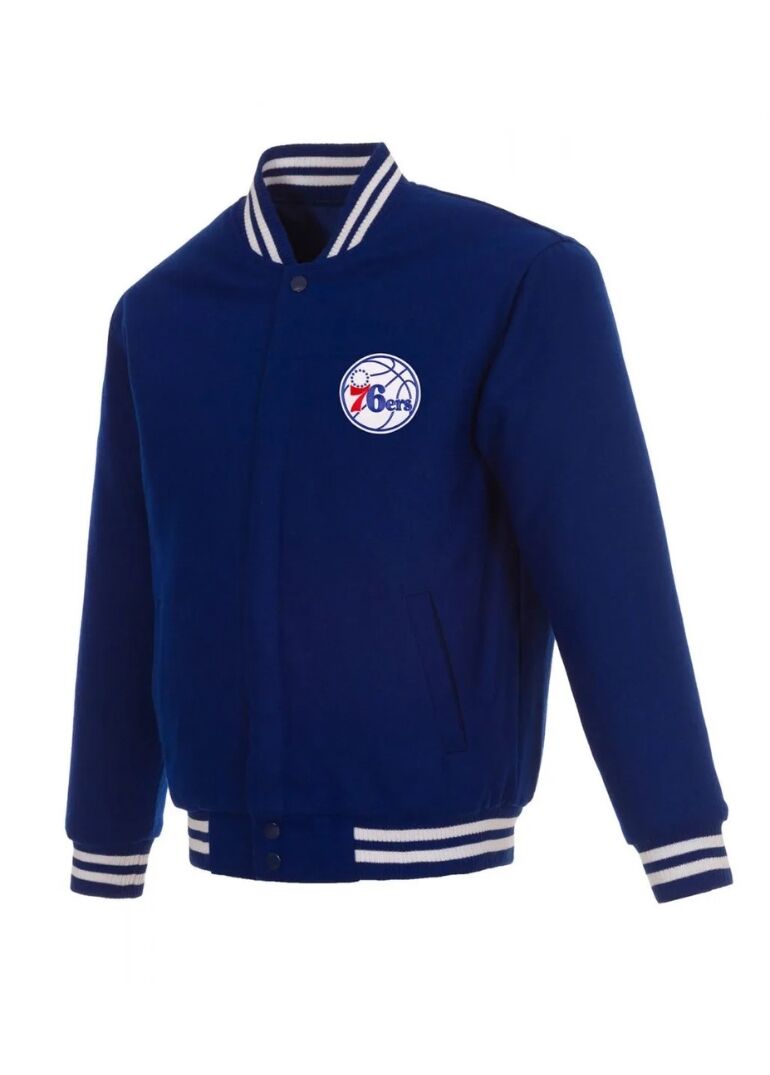 Varsity Philadelphia 76ers Royal Blue Wool Jacket 1 Varsity Philadelphia 76ers Royal Blue Wool Jacket