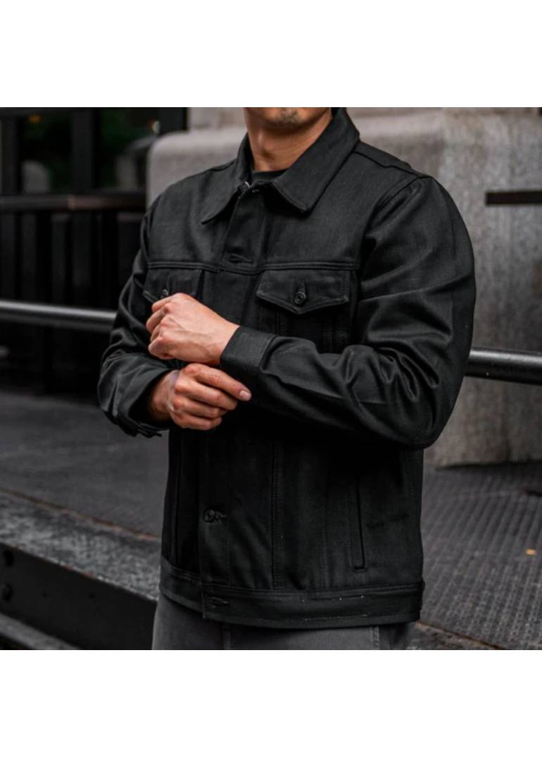 Black Selvedge Denim Trucker Jacket 1 1024x1024-Mens-Jackets-SelvedgeDenimTrucker-Black-100623-1