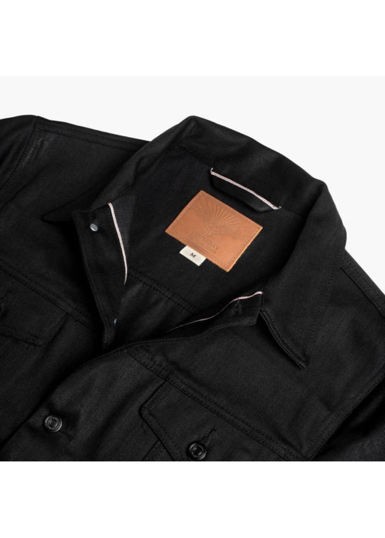 Black Selvedge Denim Trucker Jacket 4 1024x1024-Mens-Jackets-SelvedgeDenimTrucker-Black-100623-CollarDetail1_84504fcc-9fac-40c5-81da-25324d550d19