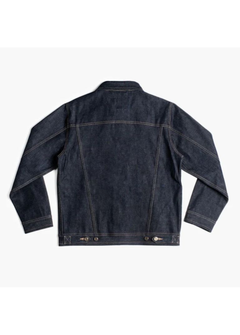 Selvedge Blue Denim Trucker Jacket 2 1024x1024-Mens-SelvedgeDenimTruckerJacket-RawIndigo-090523-Rear