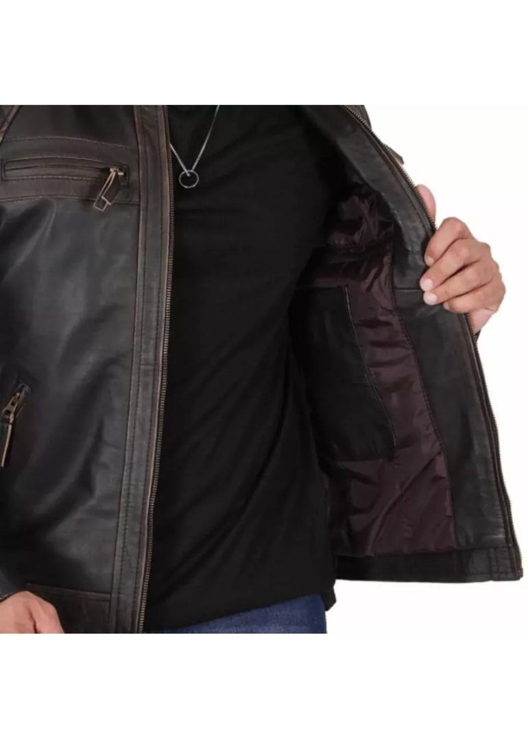 Men’s Cafe Racer Distressed Brown Leather Jacket 3 Dark-Brown-Leather-Jacket-Mens-Inside