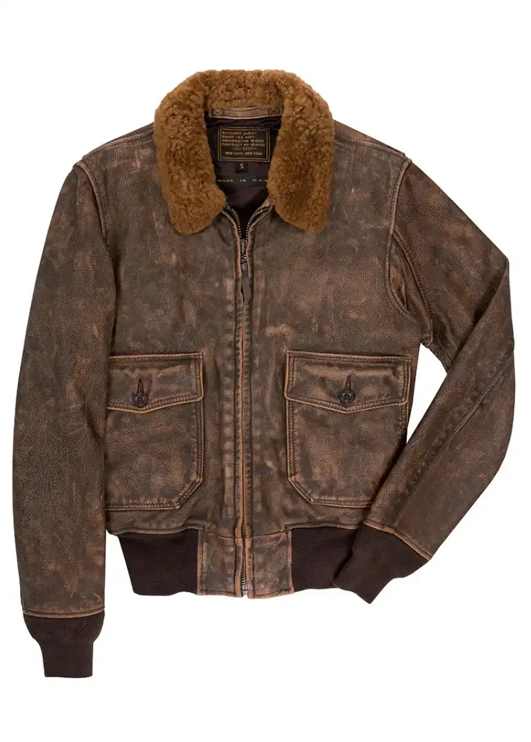 Brown Distressed Leather Bomber Jacket For Mens 1 G1-fur-bomber-jacket
