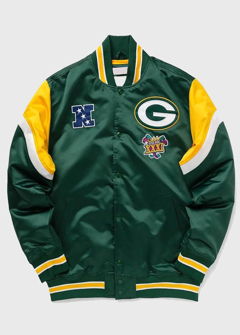 Green Bay Packers Heavyweight Green Satin Jacket 1 Green Bay Packers Heavyweight Green Satin Jacket