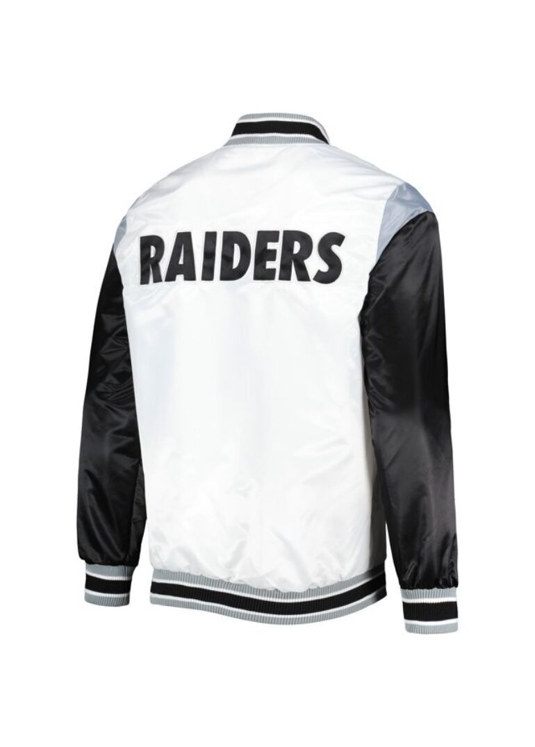 Las Vegas Raiders Throwback Warm Up Pitch White Satin Jacket 2 Las-Vegas-Raiders-Throwback-Warm-Up-Pitch-White-Satin-Jackets