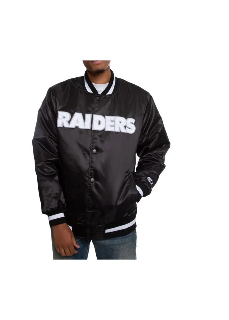 Oakland Raiders Satin Black and White Jacket 1 Oakland-Raiders-Satin-Black-and-White-Jacket-2