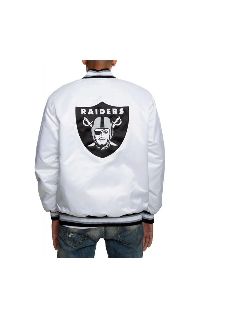 Oakland Raiders Satin Black and White Jacket 4 Oakland-Raiders-Satin-Black-and-White-Jackets-7