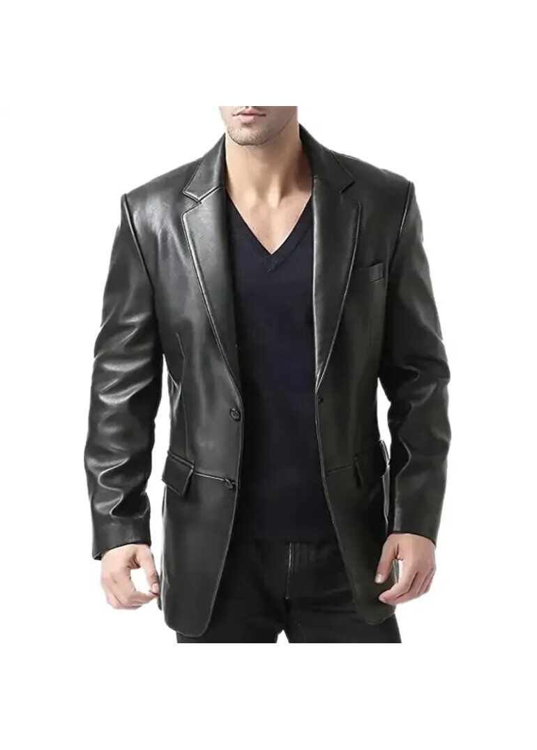 Black Mens Leather Blazer Jacket 1 black-blazer-jacket-leather-768x768