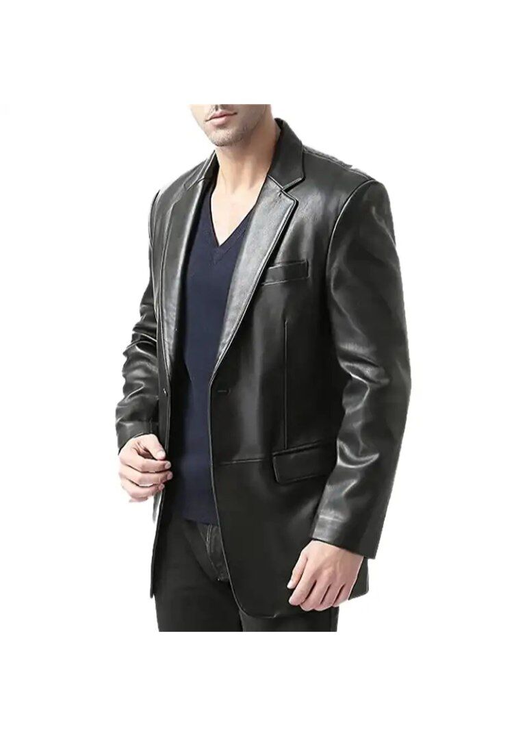 Black Mens Leather Blazer Jacket 4 black-blazer-jacket-leather-men