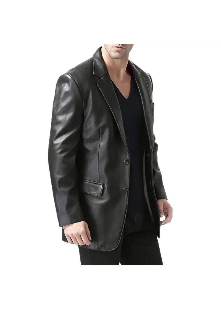 Black Mens Leather Blazer Jacket 3 black-blazer-jacket-mens