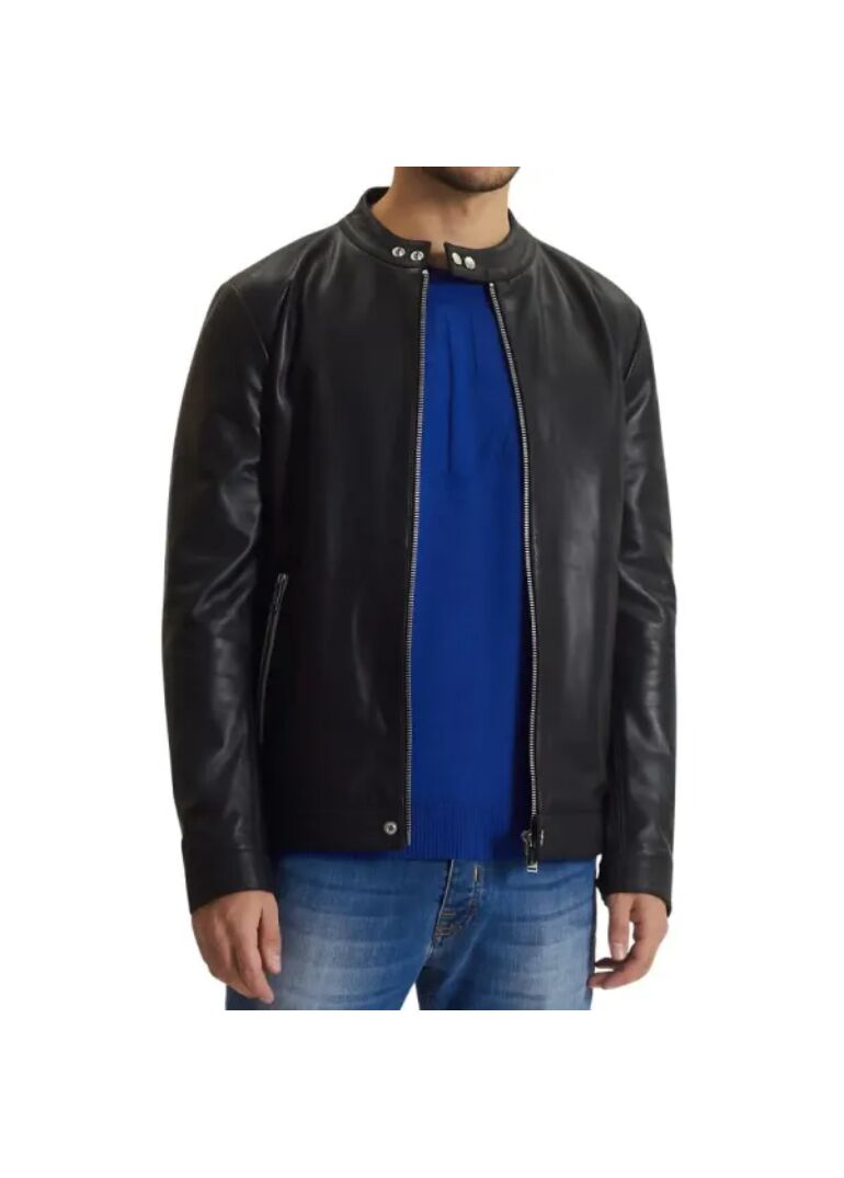 Black Leather Cafe Racer Biker Jacket Mens 3 black-leather-biker-jacket-for-mens