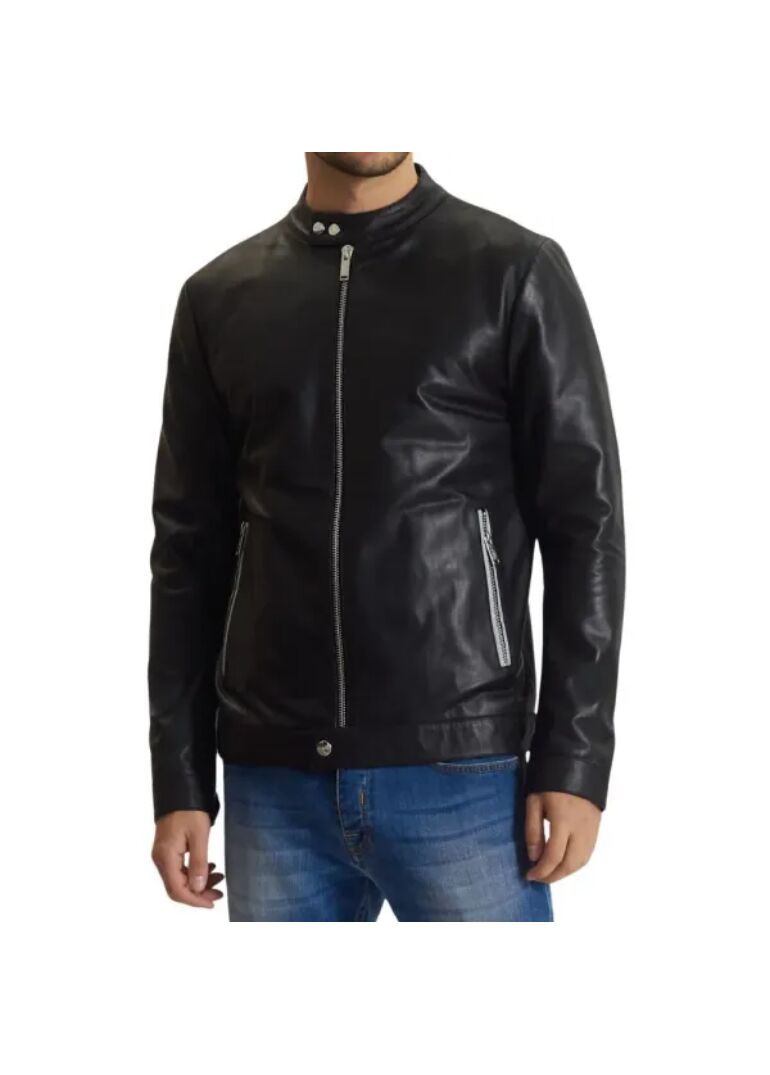 Black Leather Cafe Racer Biker Jacket Mens 1 black-leather-biker-jacket-mens