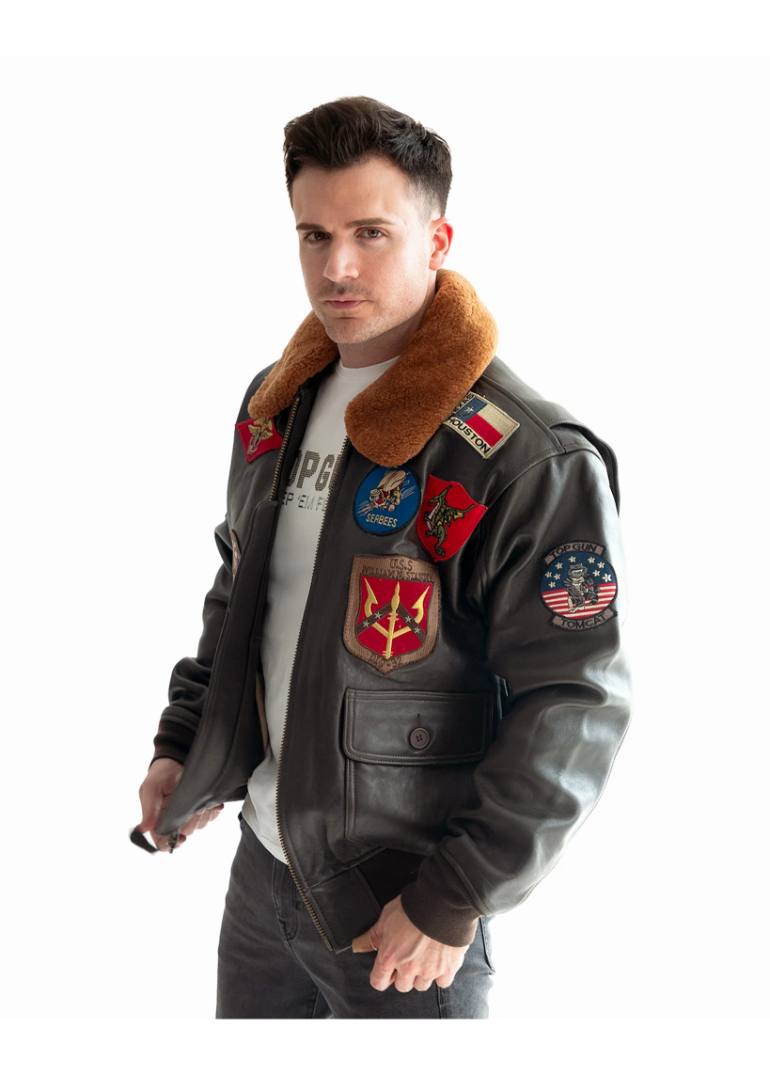 Top Gun Chocolate Brown Ma-1 Nylon Bomber Aviator Jacket 3 topgun-men-TOPGUN-BRO-L-leather-flight-bomber