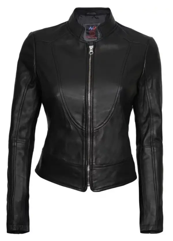 Black Cafe Racer Motorcycle Jacket Womens 1 Black Cafe Racer Motorcycle Jacket Womens