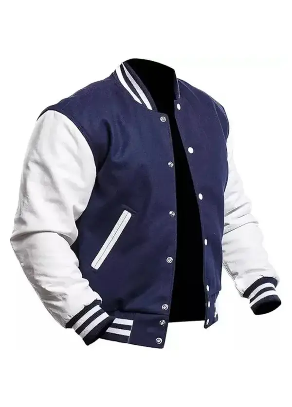 Navy Blue Varsity Letterman Jacket 2 Navy Blue Varsity Letterman Jacket