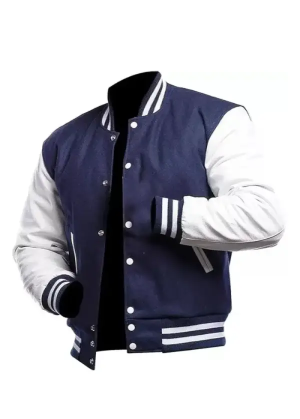 Navy Blue Varsity Letterman Jacket 1 Navy Blue Varsity Letterman Jacket