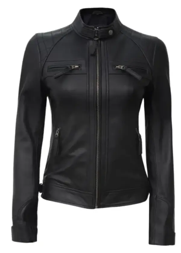 Cafe Racer Black Quilted Leather Jacket For Womens 1 Cafe Racer Black Quilted Leather Jacket For Womens