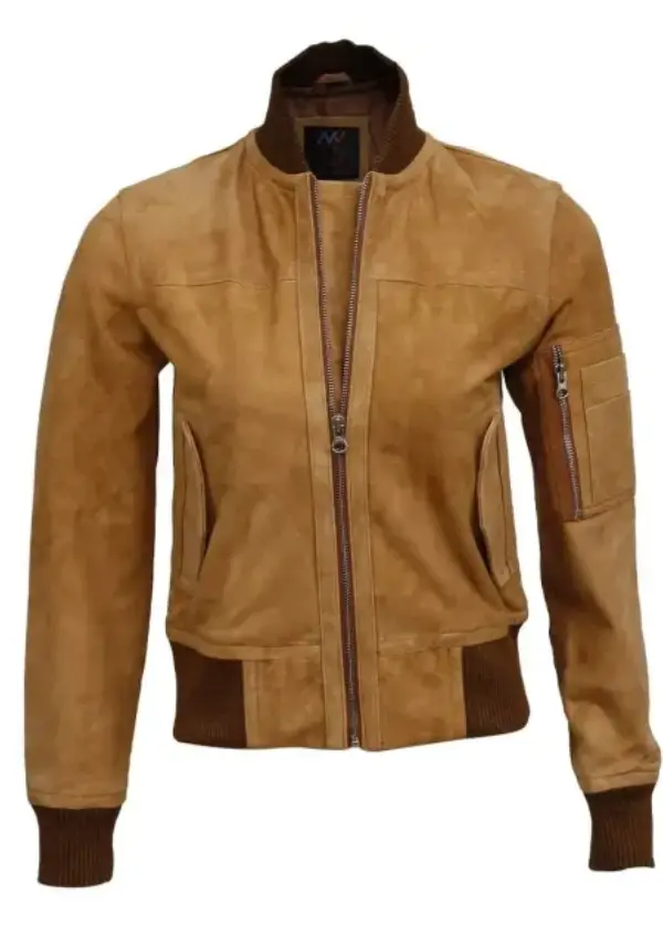 Brown Suede Leather Bomber Jacket For Womens 1 Brown Suede Leather Bomber Jacket For Womens