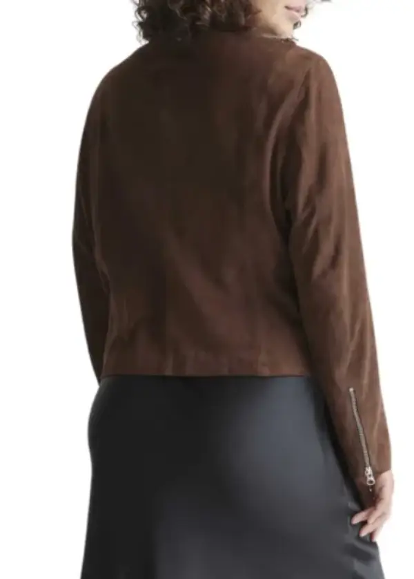Brown Asymmetrical Womens Suede Moto Jacket 6 Brown Asymmetrical Womens Suede Moto Jacket - Image 6