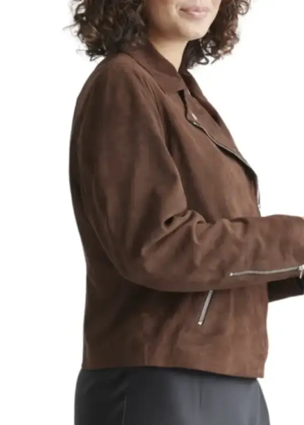 Brown Asymmetrical Womens Suede Moto Jacket 3 Brown Asymmetrical Womens Suede Moto Jacket - Image 3