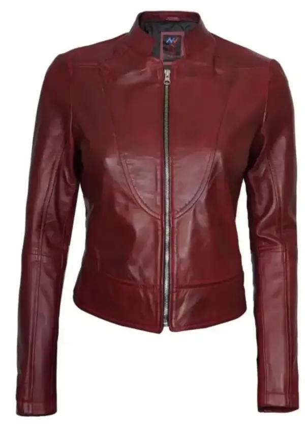 Cafe Racer Leather Maroon Moto Jacket For Womens 1 Cafe Racer Leather Maroon Moto Jacket For Womens