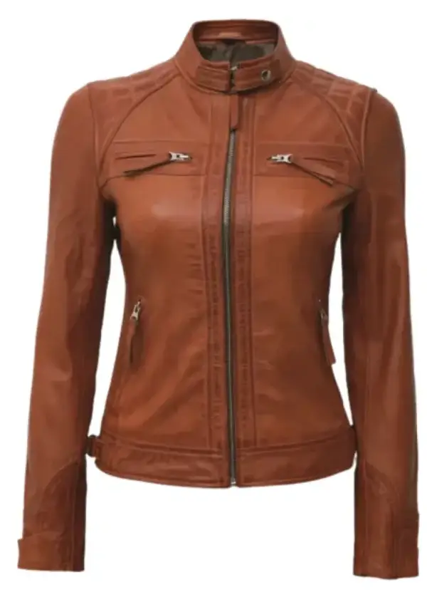 Cafe Racer Tan Leather Moto Jacket For Womens 1 Cafe Racer Tan Leather Moto Jacket For Womens