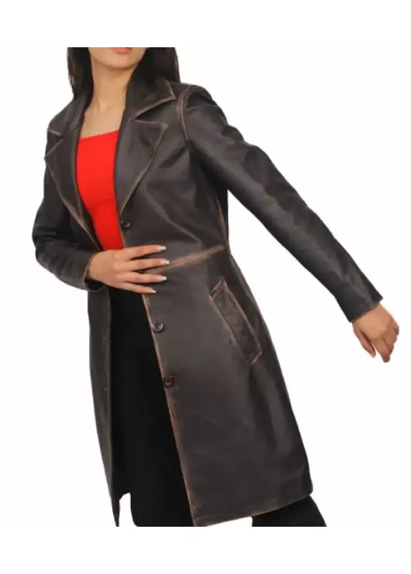 Real Lambskin Distressed Brown Leather Coat Womens 2 Real Lambskin Distressed Brown Leather Coat Womens