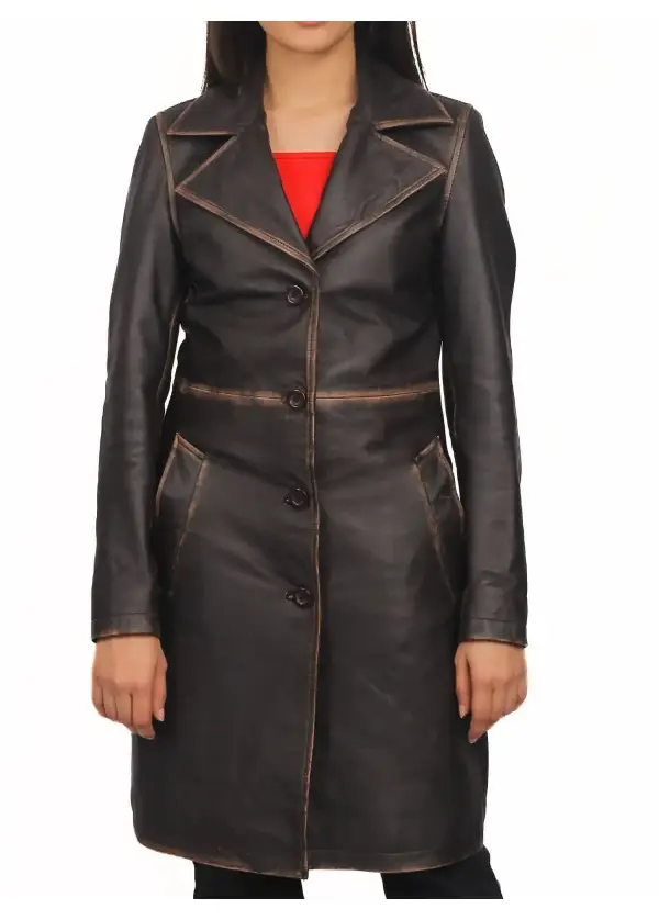 Real Lambskin Distressed Brown Leather Coat Womens 1 Real Lambskin Distressed Brown Leather Coat Womens