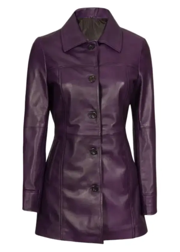 Real Lambskin Purple Leather Coat Womens 2 Real Lambskin Purple Leather Coat Womens