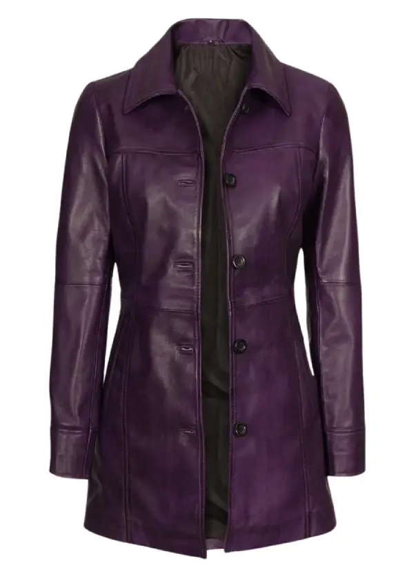 Real Lambskin Purple Leather Coat Womens 1 Real Lambskin Purple Leather Coat Womens
