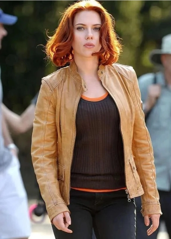 Scarlett Johansson The Avengers Movie Leather Jacket 1 Scarlett Johansson The Avengers Movie Leather Jacket