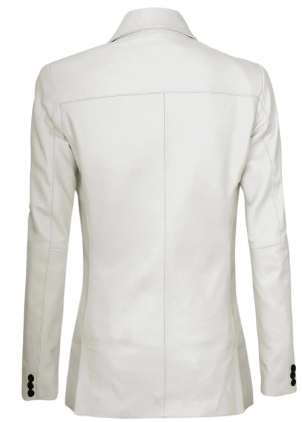 Two Button White Leather Blazer Womens 4 Two Button White Leather Blazer Womens
