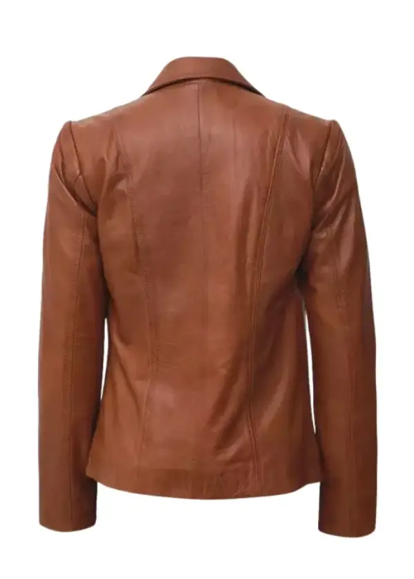 Womens Real Lambskin Brown Leather Blazer 3 Womens Real Lambskin Brown Leather Blazer
